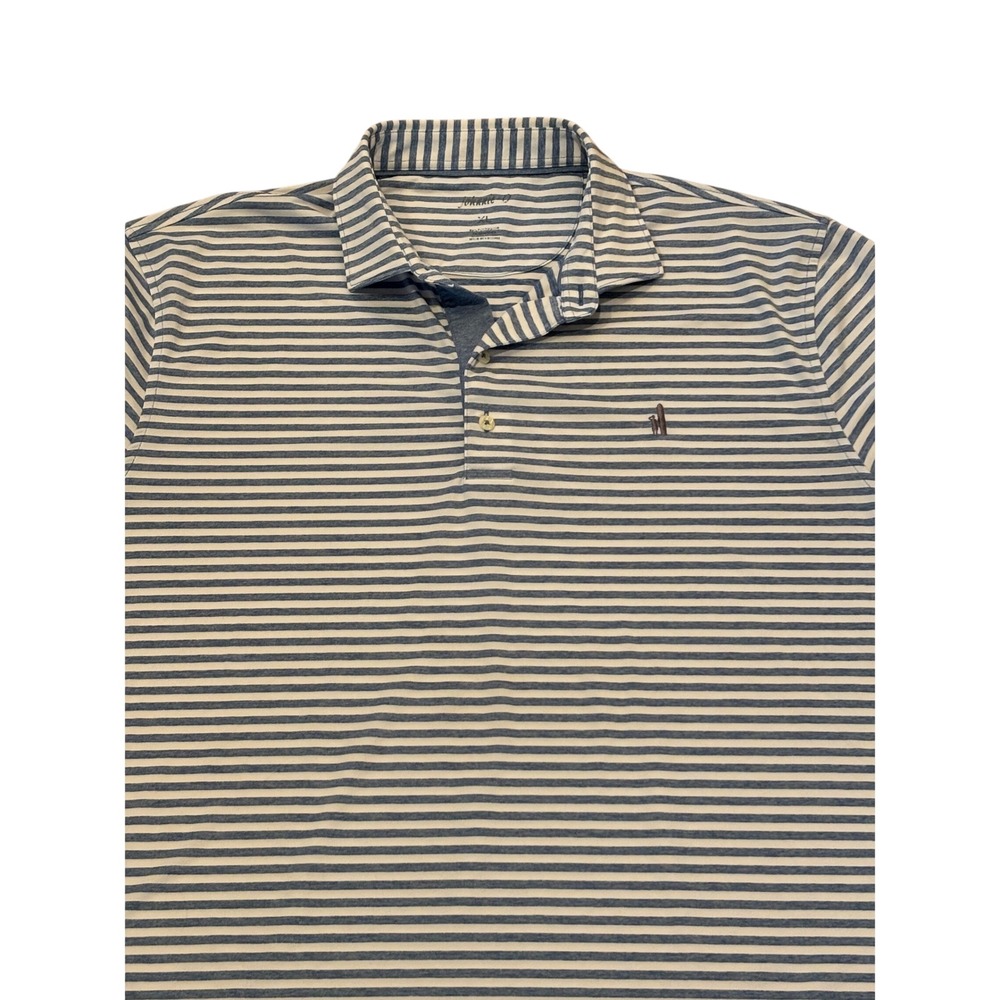 Johnnie-O Mens XL Blue White Striped Performance Short Sleeve Polo Shirt